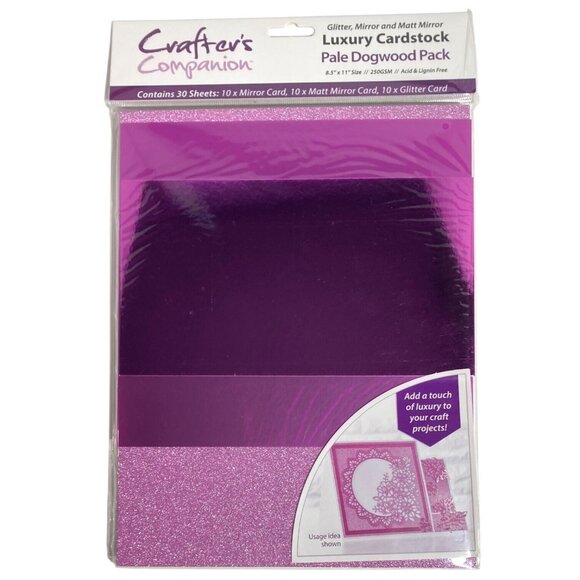 Crafters Companion Luxury Cardstock Pale Dogwood Pack Glitter Mirror Matt 30 Sht - Picture 1 of 8